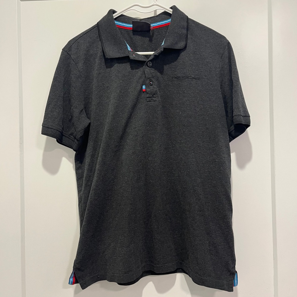 Porsche 75th Anniversary Polo Shirt Mens Small Grey Short Sleeve‎ 1948-2023 Logo